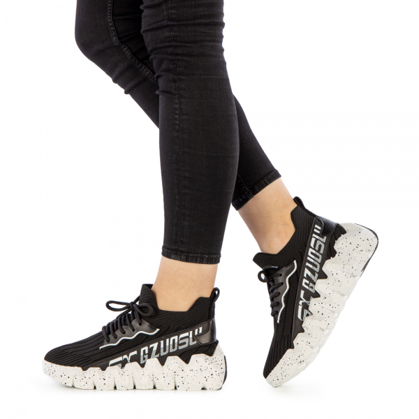 Γυναικεία αθλητικά παπούτσια Britany μαύρα με λευκό, 2 - Kalapod.gr